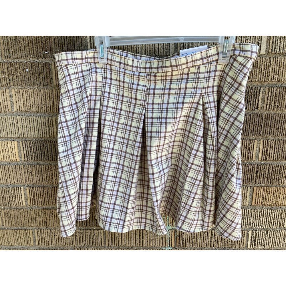 Size 17‎ New Girls Junior SO High Rise Mini Skirt Yellow Plaid Brown
